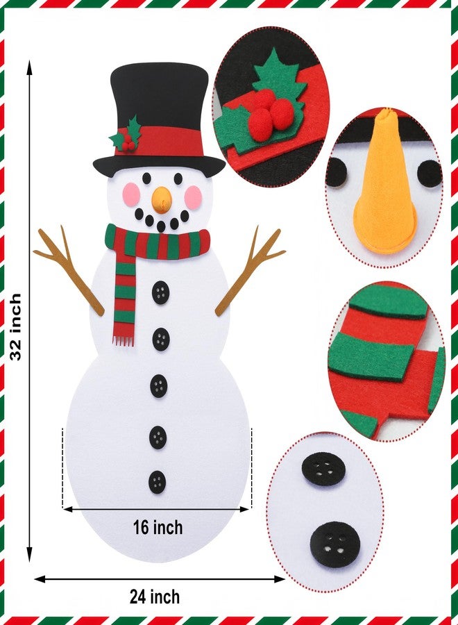 Fairooth DIY Felt Christmas Snowman Set with 33 Pcs Detachable Ornaments Large Snowman DIY Decorations Christmas Door Wall Hanging Xmas Gifts for Xmas Winter Holiday Party Home Decorations - Image 2